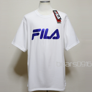 新品アメリカ購入品 FILA フィラ ブルーメタリックロゴプリント 半袖Ｔシャツ 白 XXL