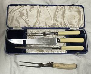 Sanders and Bowers Limited Carving Set - Sheffield, England　ヴィンテージ　カーピングナイフセット＋フォーク