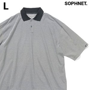 L 新品 ￥19,800【SOPHNET. ALBINI ORGANIC BORDER POLO SOPH-240045 BLACK ソフネット アルビニ オーガニック ボーダー ポロシャツ】