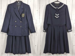 【as050】岩手県 盛岡白百合学園中学高校 女子用学生服 制服 コート+ネクタイ付冬服セーラー服+ワンピース◆e46