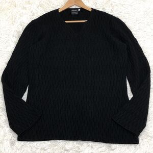 カシミア100％◎XXLサイズ◎極美品◎GIORGIO ARMANI ジョルジオアルマーニ イタリア製 セーター ニット 黒 ブラック 52サイズ イタリア製 