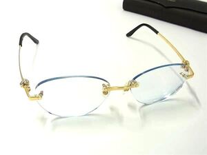 1円 ■美品■ Cartier カルティエ D18E42F7 度入りメガネ 眼鏡 めがね レディース メンズ ゴールド系 BI7886