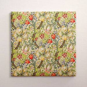 ファブリックパネル William Morris ウィリアムモリス Golden Lily 30×30cm アートパネル インテリア 壁掛け 輸入生地 クッション入り