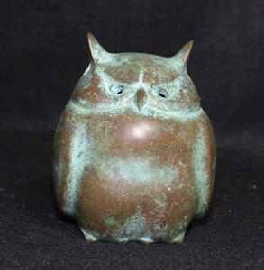 金属工芸◆置物　梟　香炉◆ブロンズ像　銅製　フクロウ　bronze　owl 　美昭 銅像