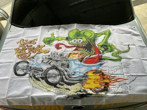 Rat Fink・ラット フィンク バーナー ロゴ フラッグ ガレージ 旗 雑貨 アメリカン 装飾 看板 旗 ポスター グッツ インテリア 90×150