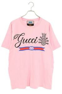 グッチ GUCCI 616036 XJD21 サイズ:S パイナップルプリントTシャツ 中古 SB01