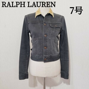 RALPH LAUREN　デニムジャケット　7号　S　ブラック系　ラルフローレン Gジャン