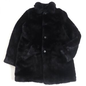 美品□17AW Supreme×HYSTERIC GLAMOUR シュプリーム ヒステリックグラマー Fuck You Faux Fur Coat フェイクファーコート 黒 S 正規品