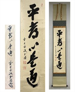 【千寿】大徳寺派 三玄院 藤井誡堂 平常心是道 紙本 a288◆箱/茶道具/古美術/時代品/掛軸/100017655