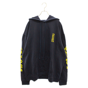 クロムハーツ Yellow Sleeve Logo Pullover Hoodie イエロースリーブ ロゴ プルオーバー パーカー 袖ロゴ ロゴプリント ネイビー