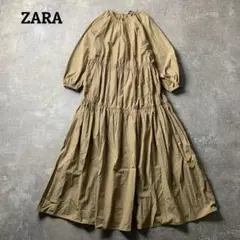 【ZARA】ティアードロングワンピース たっぷりギャザー 綿100% マキシ丈