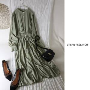 1.4万☆アーバンリサーチ URBAN RESEARCH☆洗える 割繊ギャザースリーブワンピース フリーサイズ☆A-O 4632