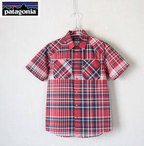 【 Patagonia パタゴニア 】コットン混紡 チェック ファームスタンド 半袖シャツ XS 54090 薄手 スチールボタン アウトドア　