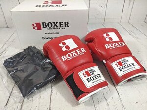 【12yt164】格闘技 ボクシンググローブ Boxer イサミ IBX-12 ボクサーグローブ マジックテープ式 10oz レッド 美品◆i36