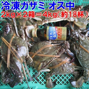 冷凍 ワタリガニ オス中サイズ４ｋｇ（約18杯）（２ｋｇ×２箱で４ｋｇ） 渡り蟹 ガザミ 梭子蟹 ケジャンにも！★ がざみ 宮城県産