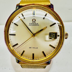 【稼働品】　OMEGA　オメガ　DEVILLE　デヴィル　ゴールド　デイト　自動巻き　AUTOMATIC　社外ベルト　付属品なし