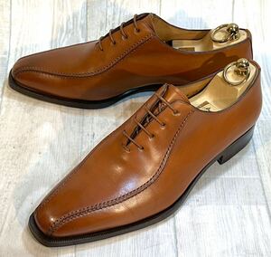 Santoni サントーニ◆25.5cm 7◆ITALY製◆スワールトゥ オックスフォード 革靴 本革 レザー ビジネスシューズ ドレスシューズ 靴 メンズ 茶