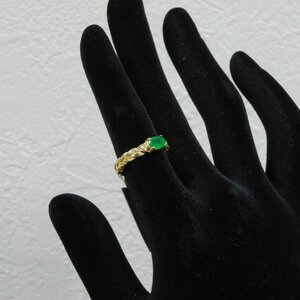 ★0.76ct★エメラルド★天然石★リング★10k YG★指輪９号★ジュエリー★アクセサリー★Emerald★鑑別書付★