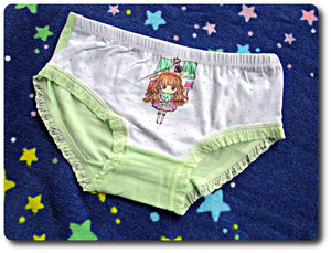 ёセール！160*ゆるふわパーマの女の子プリント♥女児用ショーツ*白×ミント*綿95%レース#JS6#JC#JK#OL#新品 保管品*通学*ロリパン*S