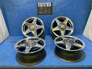 〈286〉ホイール4本セット　INDY CREATS 14インチ6J オフセット+38 PCD4H 100/114.3 マルチ　　ハブ73mm ボルト穴13mm