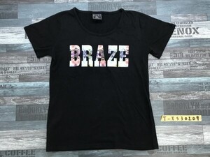 SATISFY ONE’S レディース BRAZE プリント 半袖Tシャツ L 黒