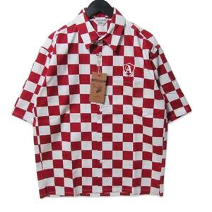 未使用 ANDFAMILYS アンドファミリー 半袖チェックシャツ SHS-2406781 Checker Flag Shirts ワークシャツ 日本製 レッド M 27107427