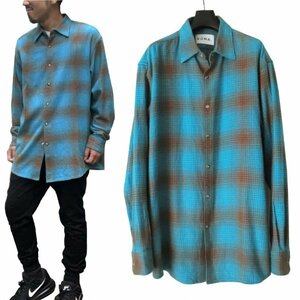 22A/W NOMA t.d. Ombre Plaid Shirts 4 ノーマティーディー オンブレチェック ビッグシルエット ネルシャツ ブルー オーバーサイズ