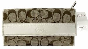 未使用 コーチ 長財布 三つ折り 二つ折り シグネチャー ウォレット ベージュ レディース COACH 【中古】