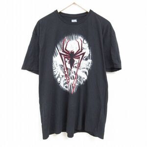 XL/古着 半袖 Tシャツ メンズ マーベル スパイダーマン 大きいサイズ コットン クルーネック 黒 ブラック 24feb19 中古