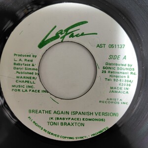 TONI BRAXTON／BREATH AGAIN（SPANISH VERSION）／ANOTHER SAD LOVESONG（RADIO REMIX） アナログ盤7インチシングルレコード