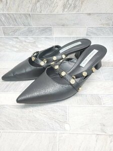 ◇ Θ CHARLES & KEITH 装飾 ポインテッドトゥ ミュール パンプス サイズ38 ブラック レディース P