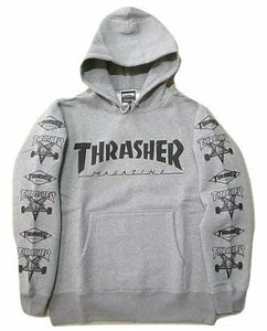 JB即決 THRASHER スラッシャー MAG LOGO　MULTI-E HOOD マグロゴ ダイヤ&ゴート プルオーバーフードスウェット パーカー 灰 Mサイズ 新品