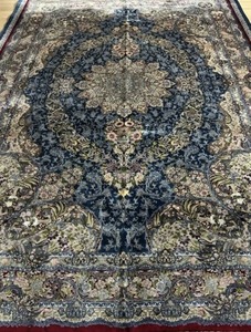 百貨店展示品　Negin Mashhad Helel工房　大判　シルク100％　 最高峰225万ノット　イラン産　手織り 高級ペルシャ絨毯 202×303cm #17