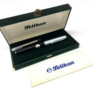 Z201-O50-16◎ Pelikan ペリカン 万年筆 ペン先 585 14C SILVEXA ブラック×シルバー ケース付き 文房具 筆記用具