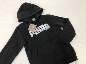 （29）PUMA プーマ ジュニア ロゴ パーカー ブラック 裏起毛 120-130㎝