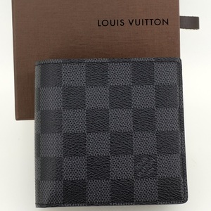 【未使用品】LOUIS VUITTON ルイヴィトン ポルトフォイユマルコ 二つ折り財布（小銭入れあり） ダミエ・グラフィット N62664