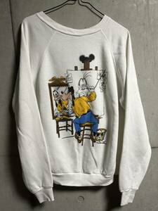 90s ヴィンテージ グーフィー 自画像 スウェット ディズニー ノーマン・ロックウェル ミッキーマウス パロディ L Disney Norman Rockwell