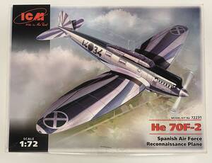 送料350円～ 希少 未使用品 アイシーエム（ICM）1/72 ハインケル He70F-2 スペイン内戦 プラモデル