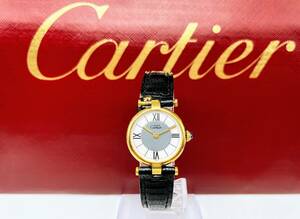 蘇や(PMY82) 1円スタート！腕時計　Cartier　カルティエ　590004　VERMEIL　クオーツ　稼動　箱なし　中古品　コンパクトサイズ