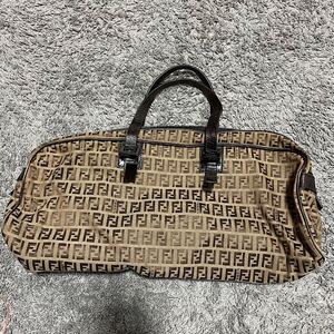 1円スタート FENDI フェンディ ズッカ柄 キャンバス ハンドバッグ ボストンバッグ