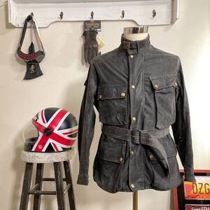 ☆ヴィンテージ 50s BELSTAFF TRIALMASTER ベルスタッフ トライアルマスター ワックスコットンジャケット ブラック/40相当