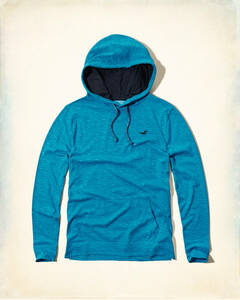 * ラスト * HOLLISTER ホリスター フード パーカ Textured Icon Hoodie 長袖 S / Turquoise *