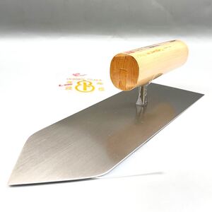 [新品 未使用品] 大阪上六 ひょうたんト ステンレス 中塗 鏝 240mm 別誂 瓢箪 左官鏝 コテ 特製 左官 大工 道具 工具 職人 金物屋 在庫品