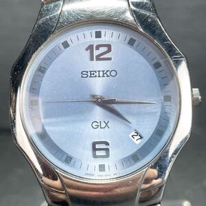 美品 SEIKO セイコー GLX 7N32-0CM0 腕時計 アナログ クオーツ 3針 カレンダー ブルー文字盤 メタルバンド 新品電池交換済み 動作確認済み