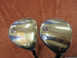 ■マジェスティゴルフ　MAJESTY PRESTIGIO 13 Gold 3W&5W(15度& 19度)　MAJESTY LV760 Gold　硬さ R 未使用　フェアウェイ 2本セット ■