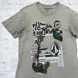 VOLCOM ダメージ古着 染み込みプリント グラフィック Tシャツ ボルコム　　ヴォルコム ボロ古着 半袖 スリムフィット slim fit 柳10054