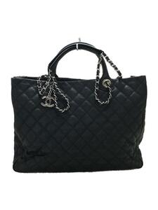 CHANEL◆トートバッグ/レザー/BLK/キャビアスキン マトラッセ 2WAY チェーントート