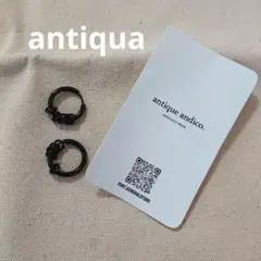 新品未使用 antique andico. ブラック フープピアス