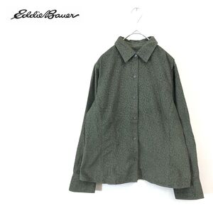 1O2776-F-N◆ Eddie Bauer エディーバウアー 長袖総柄シャツ トップス ◆ sizeM コットン100 グリーン 古着 レディース 秋冬