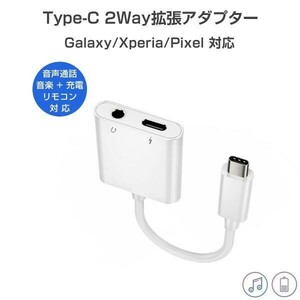 Type C イヤホン変換アダプター イヤホンジャック 2in1C 3.5mm 拡張 変換ケーブル リモコン対応 Android/iPad Pro 1ヶ月保証「C-3.5C.D」